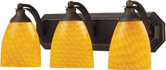 Bath and Spa 3 Light Vanity In Aged Bronze and Canary Glass