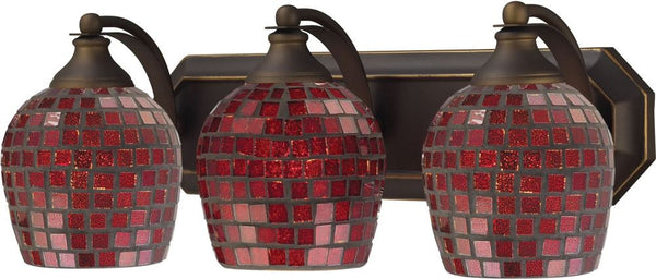 Bath and Spa 3 Light Vanity In Aged Bronze and Copper Glass