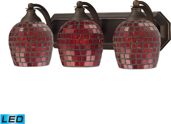 Bath and Spa 3 Light Led Vanity In Aged Bronze and Copper Glass