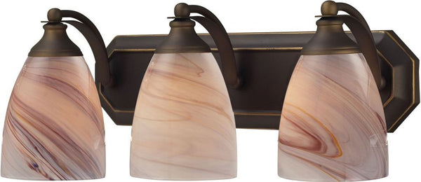 Bath and Spa 3 Light Vanity In Aged Bronze and Creme Glass