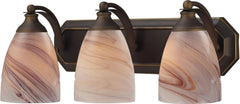 Bath and Spa 3 Light Vanity In Aged Bronze and Creme Glass