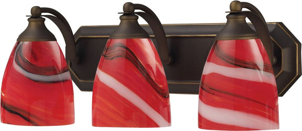 Bath and Spa 3 Light Vanity In Aged Bronze and Candy Glass