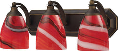 Bath and Spa 3 Light Vanity In Aged Bronze and Candy Glass