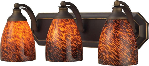 Bath and Spa 3 Light Vanity In Aged Bronze and Espresso Glass