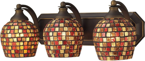 Bath and Spa 3 Light Vanity In Aged Bronze and Multi Fusion Glass