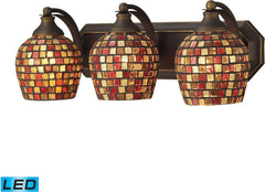 Bath and Spa 3 Light Led Vanity In Aged Bronze and Multi Fusion Glass