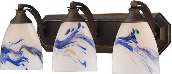 Bath and Spa 3 Light Vanity In Aged Bronze and Mountain Glass