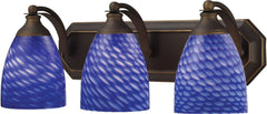 Bath and Spa 3 Light Vanity In Aged Bronze and Sapphire Glass