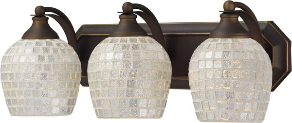 Bath and Spa 3 Light Vanity In Aged Bronze and Silver Glass