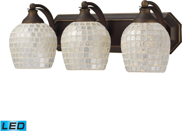 Bath and Spa 3 Light Led Vanity In Aged Bronze and Silver Glass