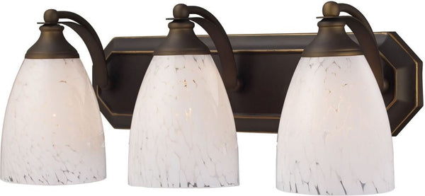 Bath and Spa 3 Light Vanity In Aged Bronze and Snow White Glass