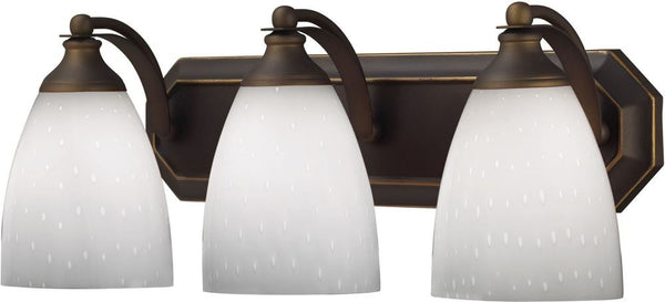 Bath and Spa 3 Light Vanity In Aged Bronze and Simple White Glass