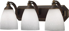 Bath and Spa 3 Light Vanity In Aged Bronze and Simple White Glass