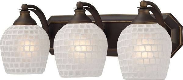 Bath and Spa 3 Light Vanity In Aged Bronze and White Glass