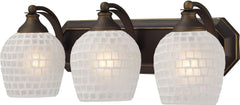 Bath and Spa 3 Light Vanity In Aged Bronze and White Glass