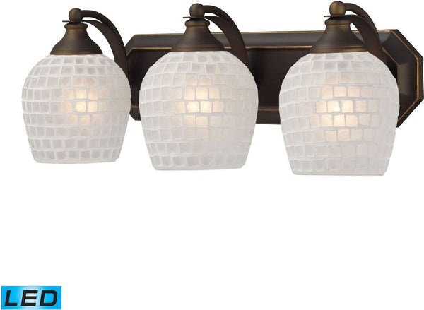 Bath and Spa 3 Light Led Vanity In Aged Bronze and White Glass