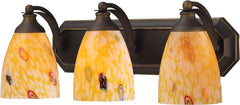 Bath and Spa 3 Light Vanity In Aged Bronze and Yellow Glass