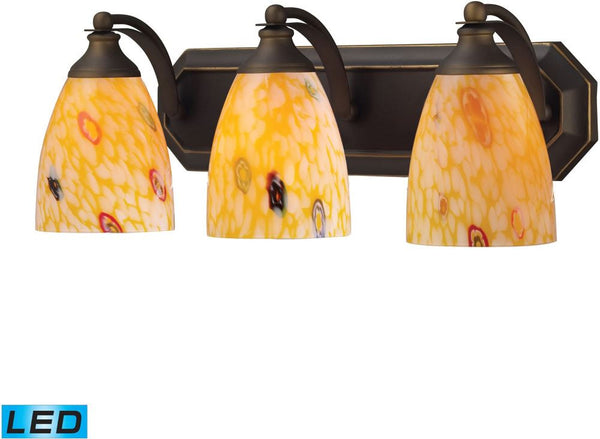 Bath and Spa 3 Light Led Vanity In Aged Bronze and Yellow Glass