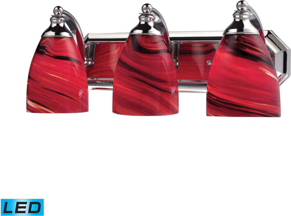 Bath and Spa 3 Light Led Vanity In Polished Chrome and Autumn Glass