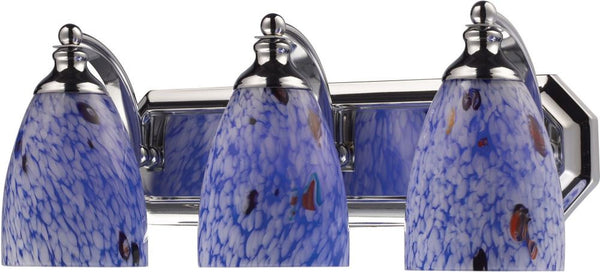 Bath and Spa 3 Light Vanity In Polished Chrome and Starburst Blue Glass