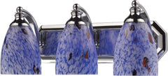 Bath and Spa 3 Light Vanity In Polished Chrome and Starburst Blue Glass