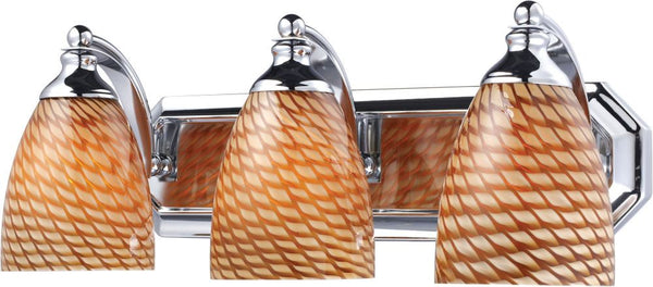 Bath and Spa 3 Light Vanity In Polished Chrome and Cocoa Glass