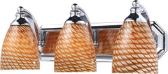 Bath and Spa 3 Light Vanity In Polished Chrome and Cocoa Glass