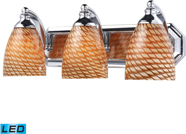Bath and Spa 3 Light Led Vanity In Polished Chrome and Cocoa Glass