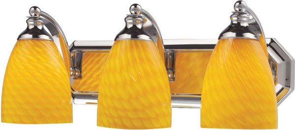 Bath and Spa 3 Light Vanity In Polished Chrome and Canary Glass