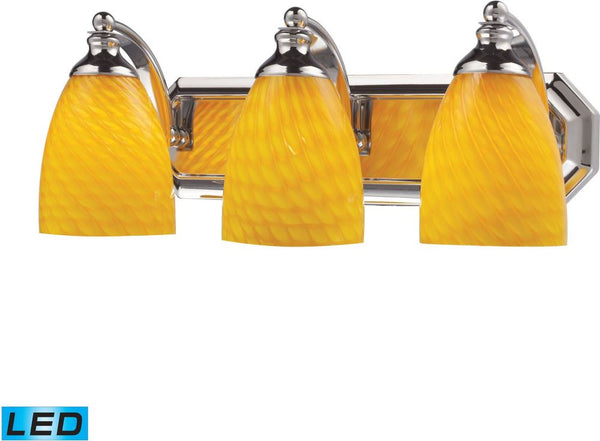 Bath and Spa 3 Light Led Vanity In Polished Chrome and Canary Glass