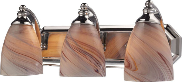 Bath and Spa 3 Light Vanity In Polished Chrome and Creme Glass