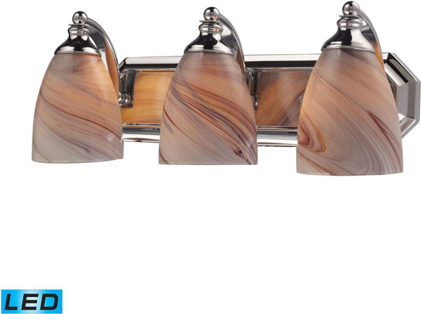 Bath and Spa 3 Light Led Vanity In Polished Chrome and Creme Glass