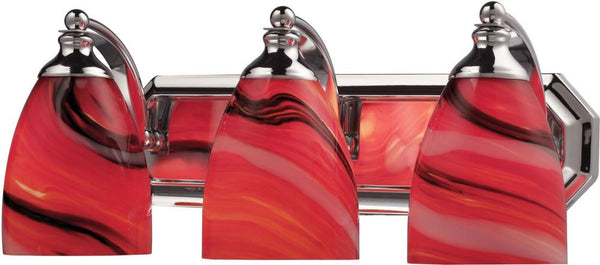 Bath and Spa 3 Light Vanity In Polished Chrome and Candy Glass