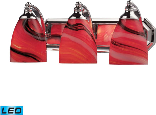 Bath and Spa 3 Light Led Vanity In Polished Chrome and Candy Glass