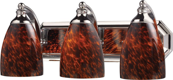 Bath and Spa 3 Light Vanity In Polished Chrome and Espresso Glass