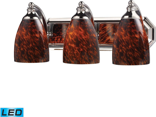 Bath and Spa 3 Light Led Vanity In Polished Chrome and Espresso Glass