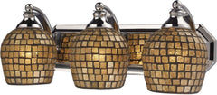 Bath and Spa 3 Light Vanity In Polished Chrome and Gold Leaf Glass