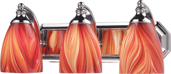 Bath and Spa 3 Light Vanity In Polished Chrome and Multi Glass