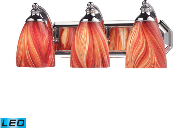Bath and Spa 3 Light Led Vanity In Polished Chrome and Multi Glass