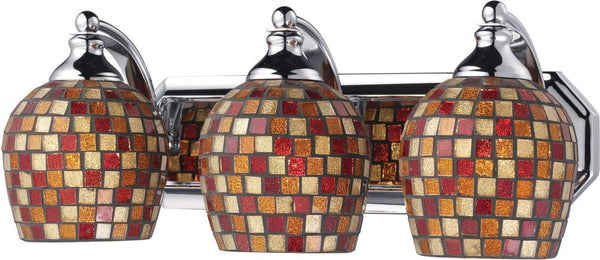 Bath and Spa 3 Light Vanity In Polished Chrome and Multi Fusion Glass