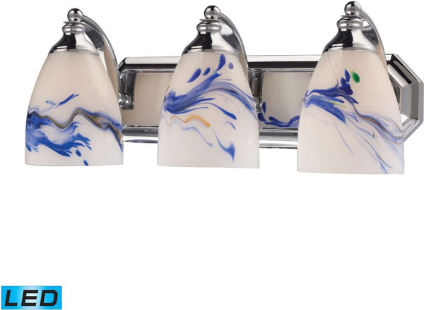 Bath and Spa 3 Light Led Vanity In Polished Chrome and Mountain Glass