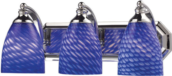 Bath and Spa 3 Light Vanity In Polished Chrome and Sapphire Glass
