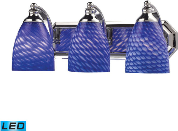 Bath and Spa 3 Light Led Vanity In Polished Chrome and Sapphire Glass