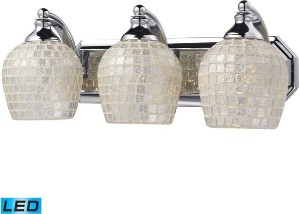 Bath and Spa 3 Light Led Vanity In Polished Chrome and Silver Glass
