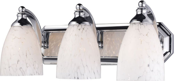 Bath and Spa 3 Light Vanity In Polished Chrome and Snow White Glass
