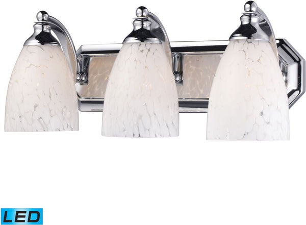 Bath and Spa 3 Light Led Vanity In Polished Chrome and Snow White Glass