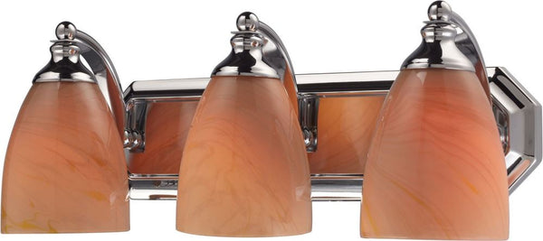 Bath and Spa 3 Light Vanity In Polished Chrome and Sandy Glass