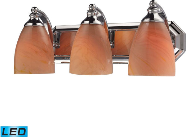 Bath and Spa 3 Light Led Vanity In Polished Chrome and Sandy Glass