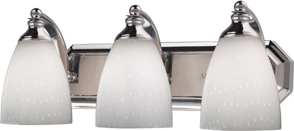 Bath and Spa 3 Light Vanity In Polished Chrome and Simple White Glass