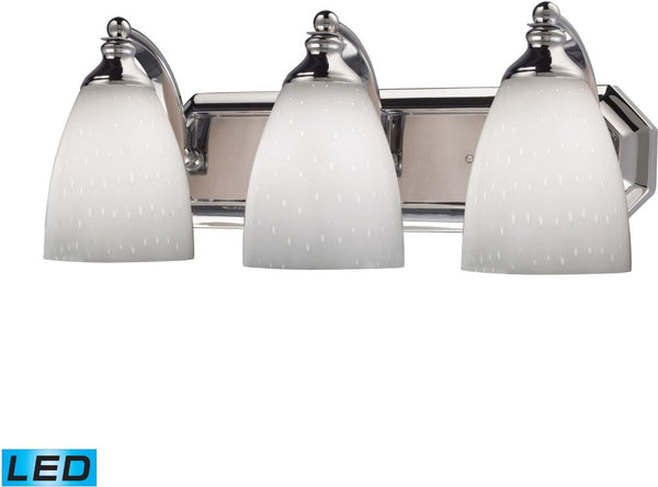 Bath and Spa 3 Light Led Vanity In Polished Chrome and Simple White Glass